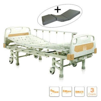 Bed Ranjang Pasien ABS 3 crank/putaran+Matras
