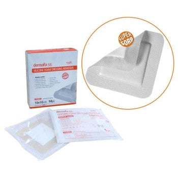 Dermafix Silicone Foam Dressing Adhesive 10x10cm Supersorb box isi10