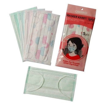 Masker Karet Warna 3ply OneMed isi 5pcs