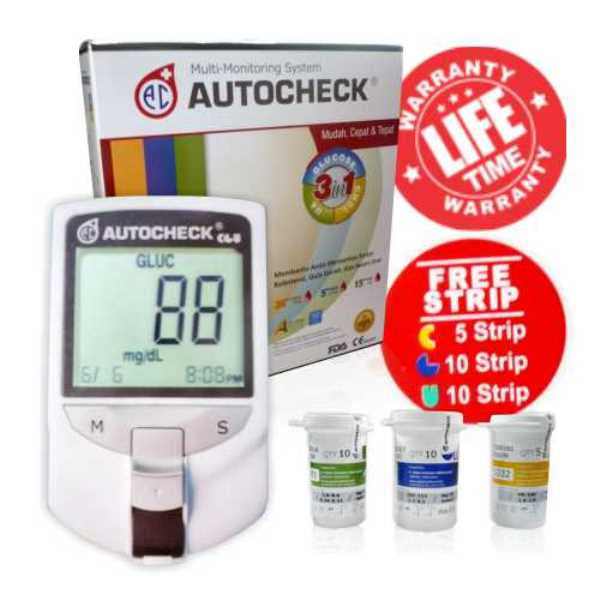 Alat Cek Gula Darah Asam Urat Kolesterol Autocheck 3in1